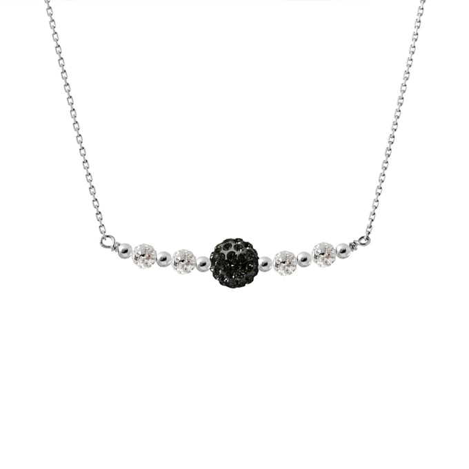Crystal Necklace Preciosa Black Silver 925