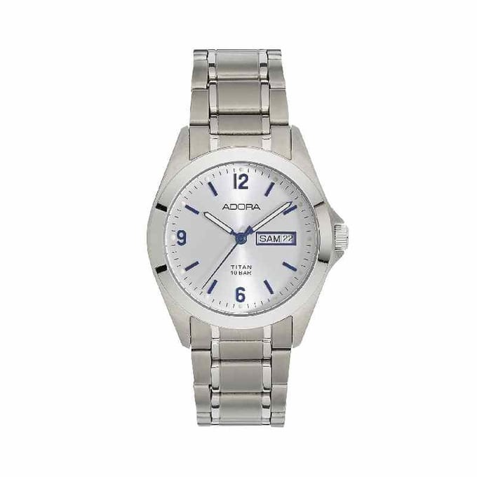 Mooi adora horloge volledig titanium met neon wijzers.  AB6484
