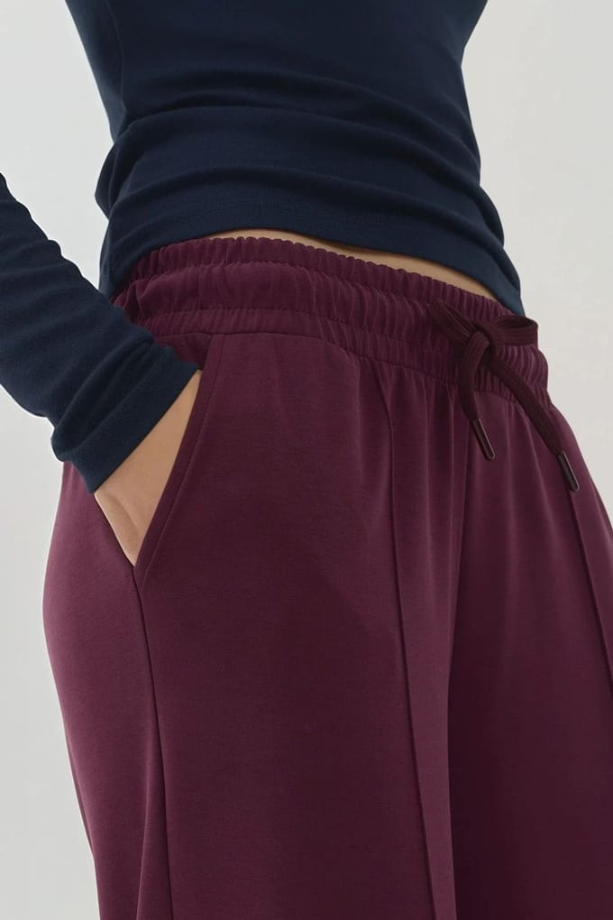 Ribdetail Soft Touch Wijde Pantalon