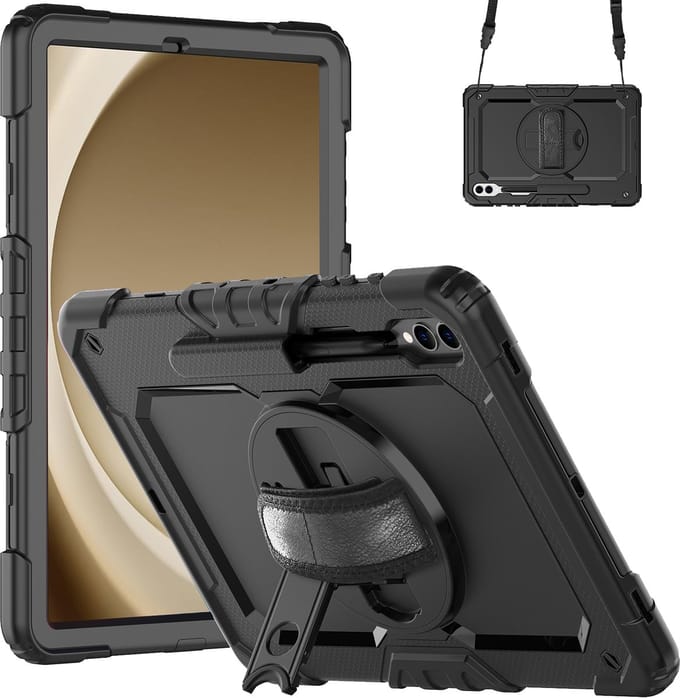 Cazy tablet Hoes geschikt voor Samsung Galaxy Tab S10 Plus / Tab S9 FE Plus / Tab S9 Plus - Shockproof Case met Screenprotector - Zwart
