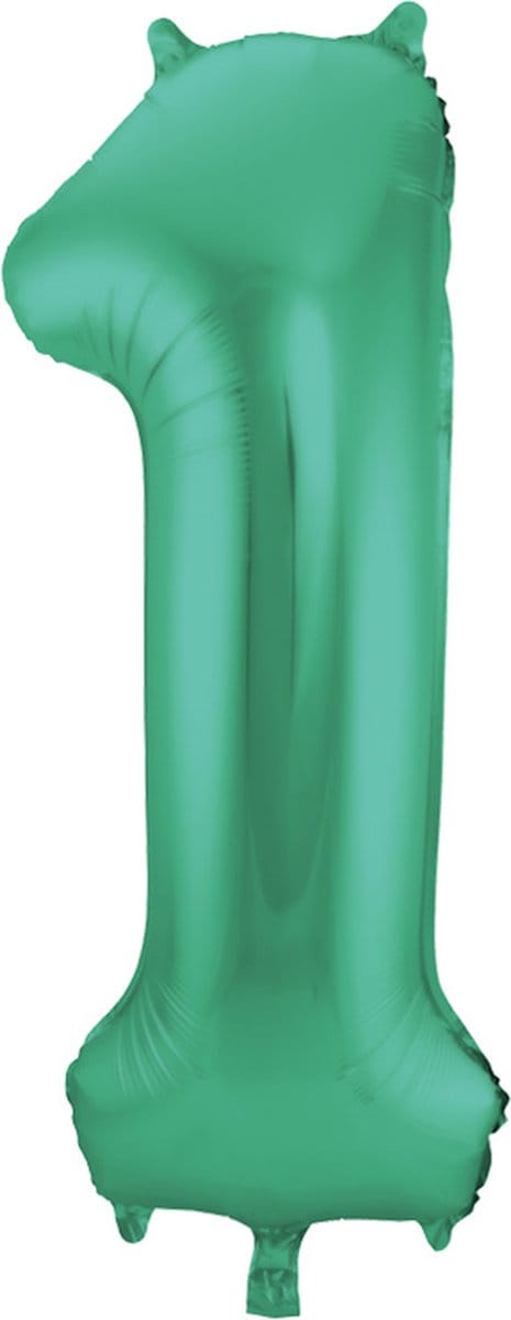 Folat - Folieballon Cijfer 1 Groen Metallic Mat - 86 cm