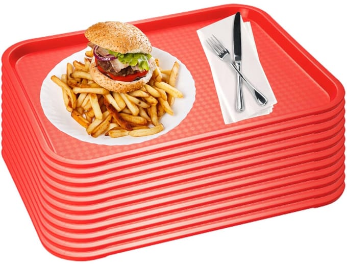 APS Fast Food Serveertablet - Breukbestendig - Vaatwasserbestendig - Rood - 35x27cm - Set van 10