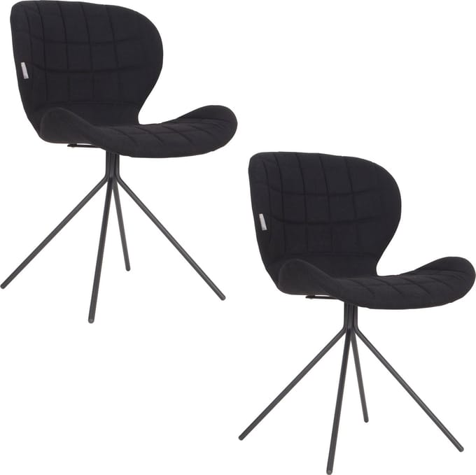 Zuiver OMG Eetkamerstoelen Zwart - Set van 2