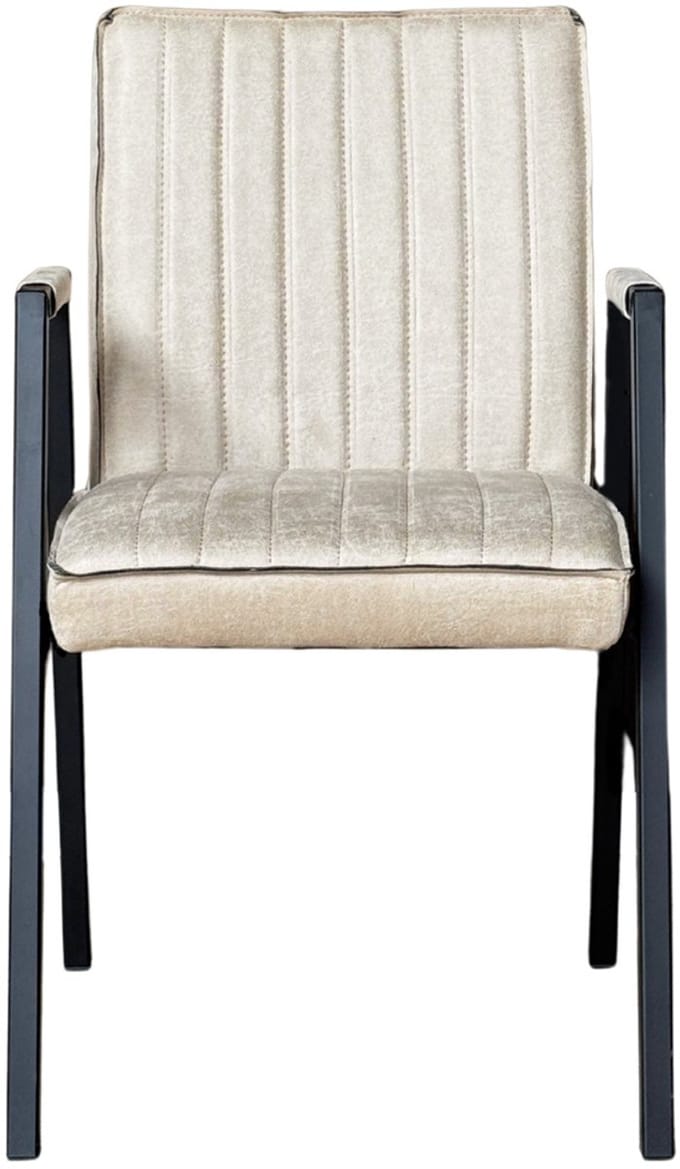 Starfurn Eetkamerstoel Tivoli - Beige Leer - Incl. Armleuning - Set van 2
