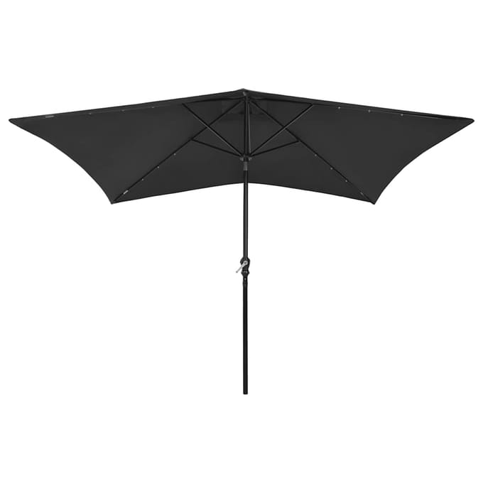 vidaXL - Parasol - met - LED's - en - stalen - paal - 2x3 - m - Zwart