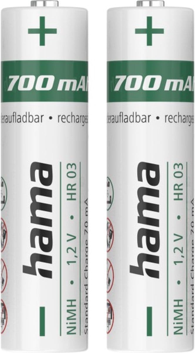 Hama Nimh-Accu'S Aaa Micro 700 Mah 1,2V 2 Stuks