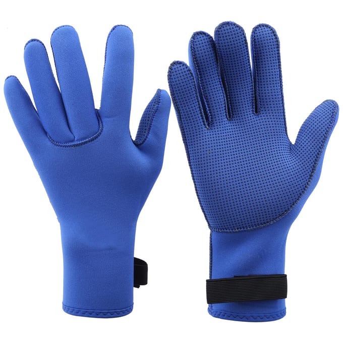 Gant de plongée Hisea 3MM Protège-mains Antidérapant Équipement Sportif Anti-rayures Snorkeling Bleu L