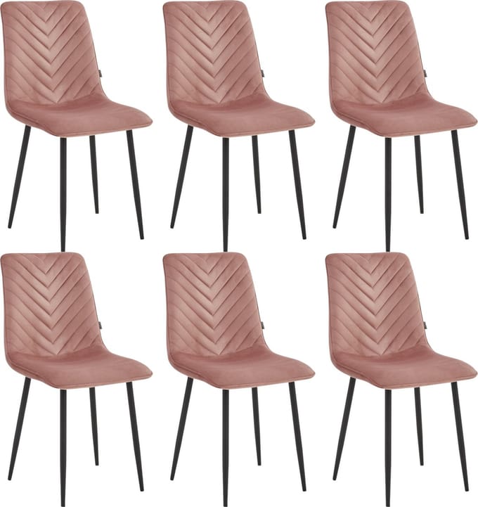 Colenis® - Senny Eetkamerstoel - Set Van 6 - Roze - Fluweel - Industrieel - Eetkamerstoelen