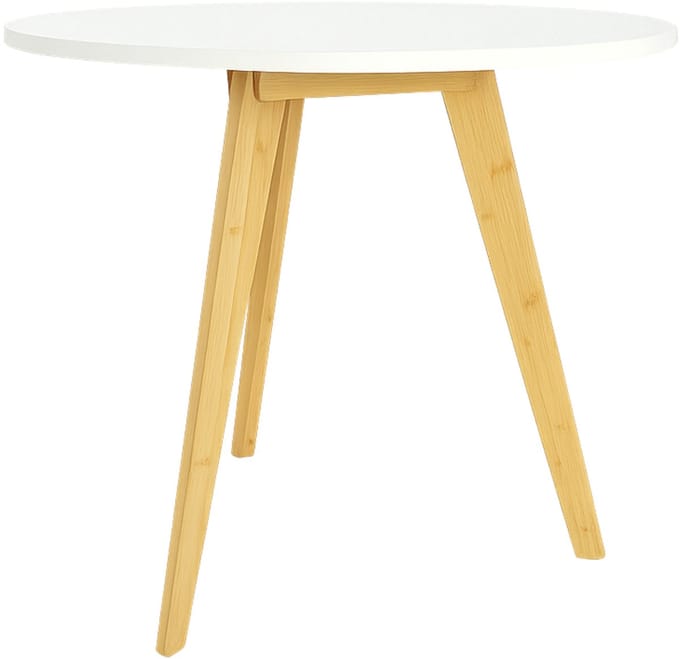 BEGRYF Bijzettafel - rond - wit MDF blad - bamboe poten - 56x56x56 cm
