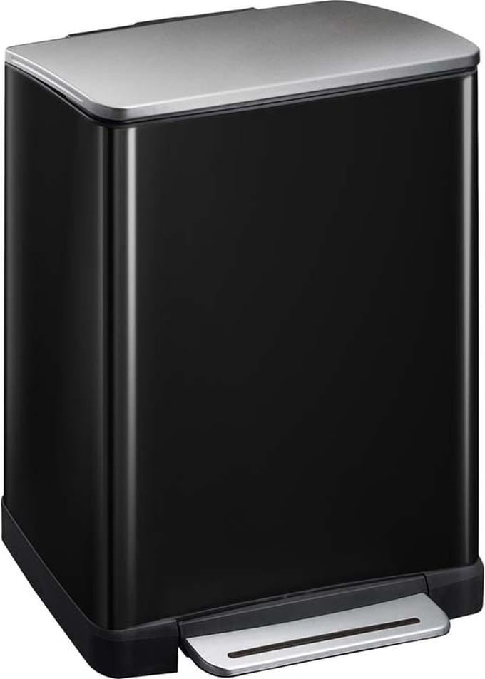 EKO - E-Cube pedaalemmer 50 liter - Stainless steel Plastic - zwart glanzend, mat RVS - Prullenbak