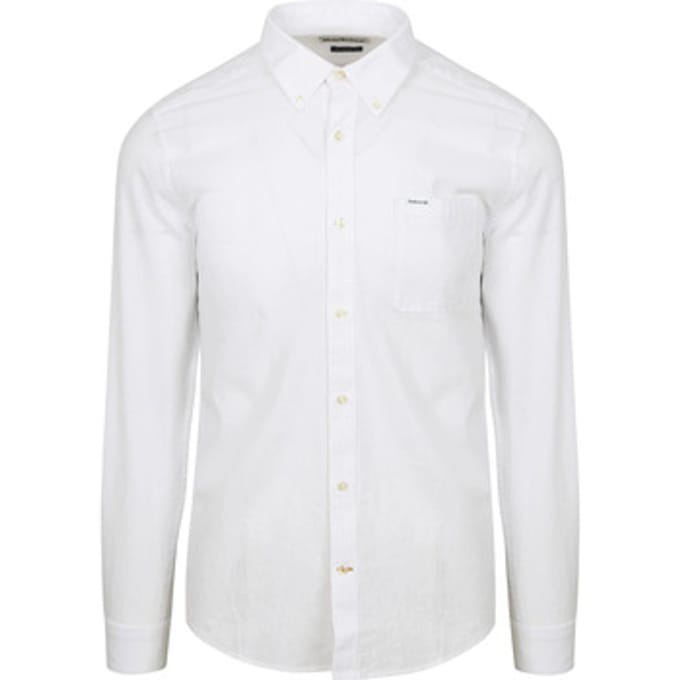 Barbour Shirt Nelson Tailored White - Maat XXL - Heren - Overhemden Casual