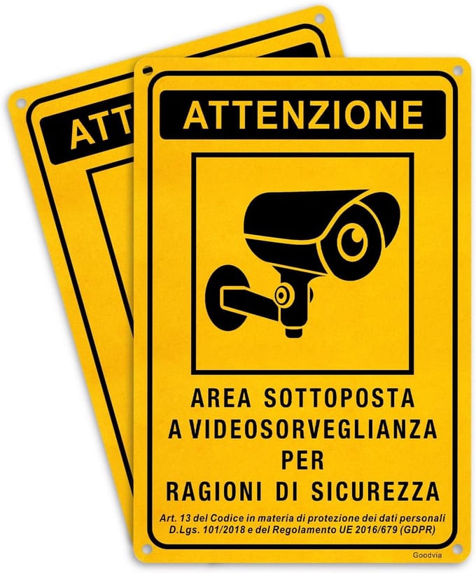 Aluminium Borden voor Videobewaking - 20 x 30 cm Veiligheidsstickers (2 Stuks)