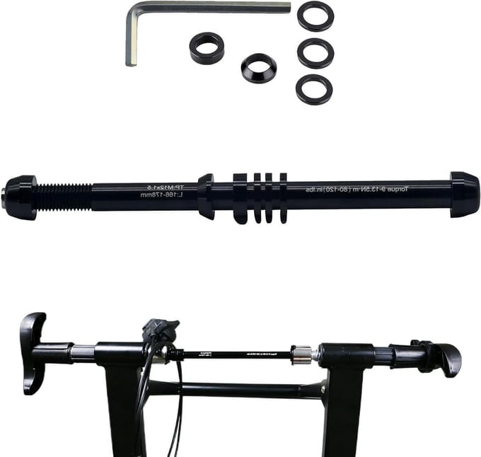 Fiets Trainer As - Vervangingsas - Indoor Training - Verstelbare Breedte - 135-148 mm - Zwart