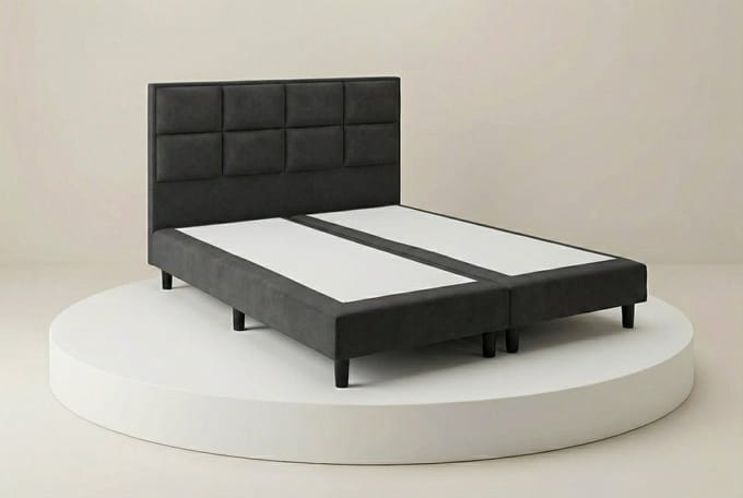 Boxspring DreamLux - 90x200 Zonder matras - Antraciet 8 Vaks - BalBedden