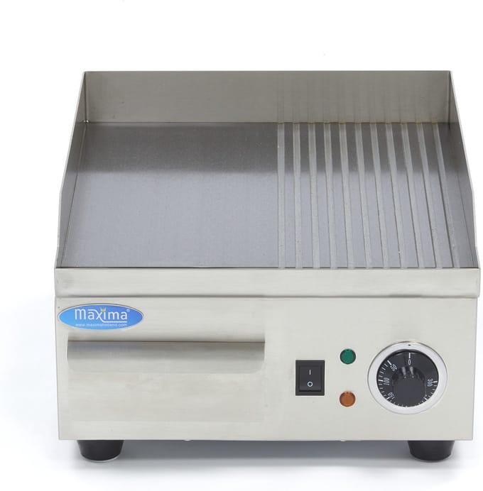 Grillplaat - Half Gegroefd - 36 cm - incl. Opvangbak