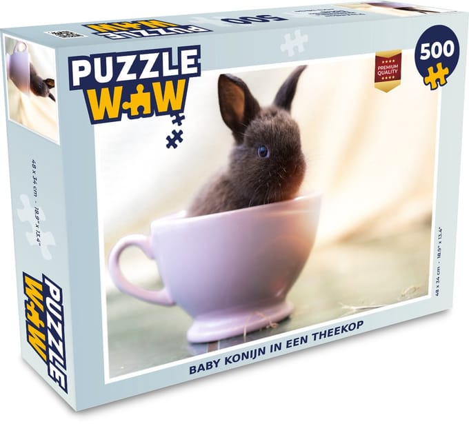 Puzzel Konijn - Baby - Theekop - Legpuzzel - Puzzel 500 stukjes