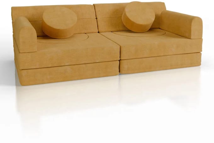 Kinderbank Kayo - Corduroy - Incl. Kussens - Geel
