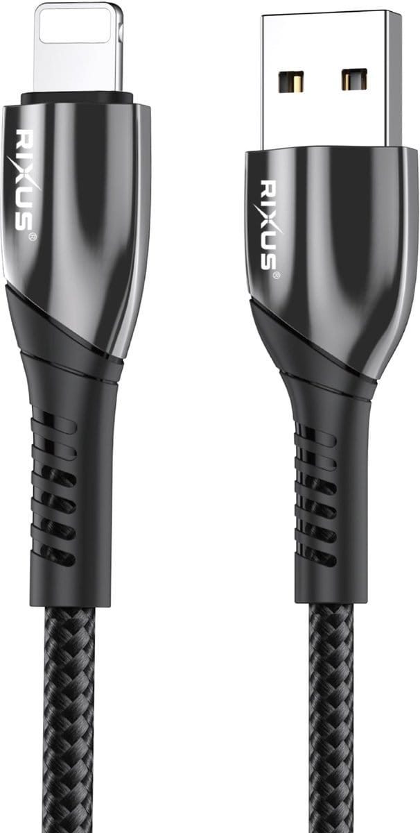 Rixus RXUC37AL Charging Cable USB-A To Lightning Nylon 30cm Black