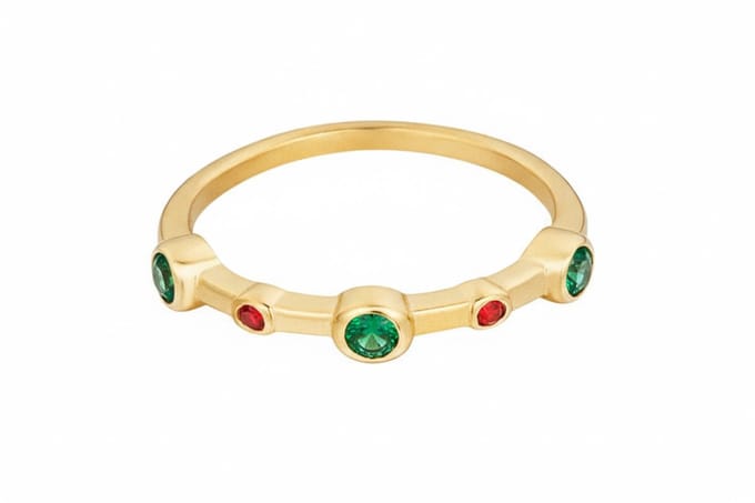 Yehwang Ring Zirkonia Steentjes goud groen size 17