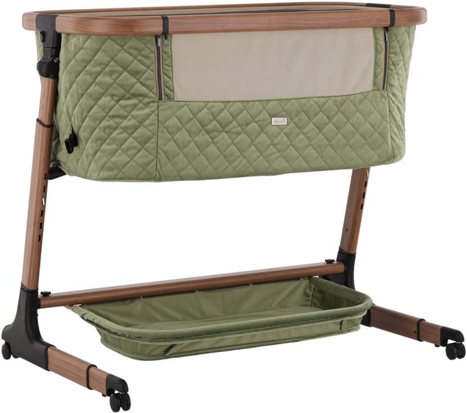 Qute Q-wiggle electric Co-Sleeper green - walnut