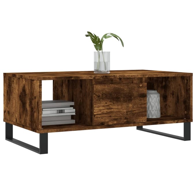 vidaXL Salontafel 90x50x36,5 cm bewerkt hout gerookt eikenkleurig