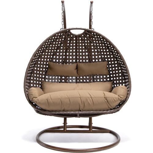 Hangstoel Polyrattan TWIN - Bruin - Met kussens