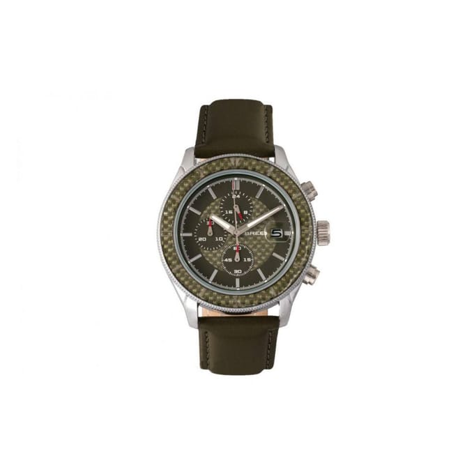 Breed Maverick chronograaf horloge met leren band en datum