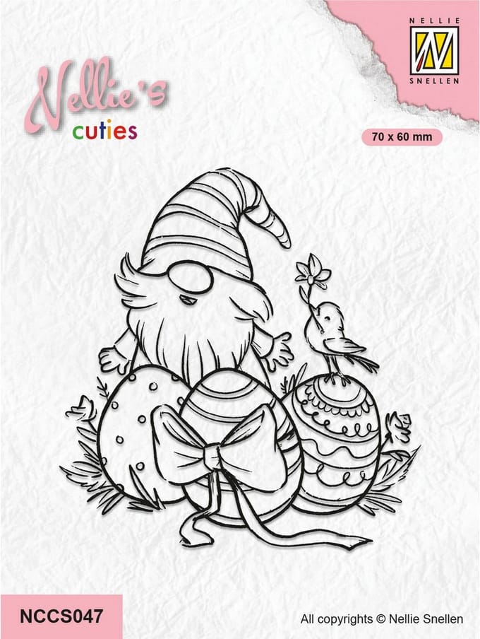Nellie Snellen Nellie's Cuties Clear Stamp Easter Gnom wilth Little Birdy