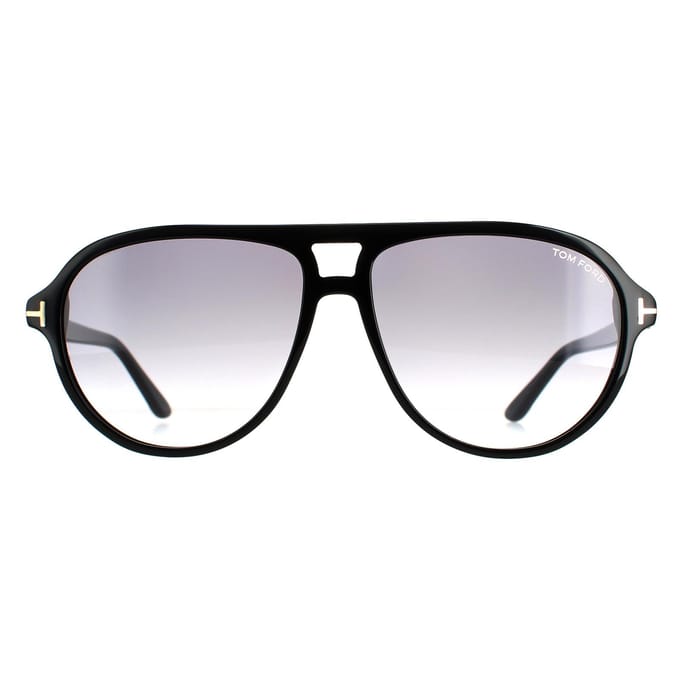 Tom Ford Aviator Mannen Shiny Black Smoke Gradiënt FT0932 Jeffrey