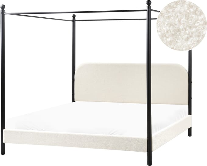 DANNEMOIS - Tweepersoonsbed - Gebroken wit - 180x200 cm - Bouclé