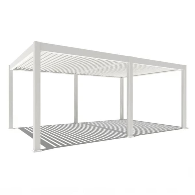 Orion Premium overkapping E-LED - 400 x 600 cm - wit - met elektrisch lamellen dak en LED