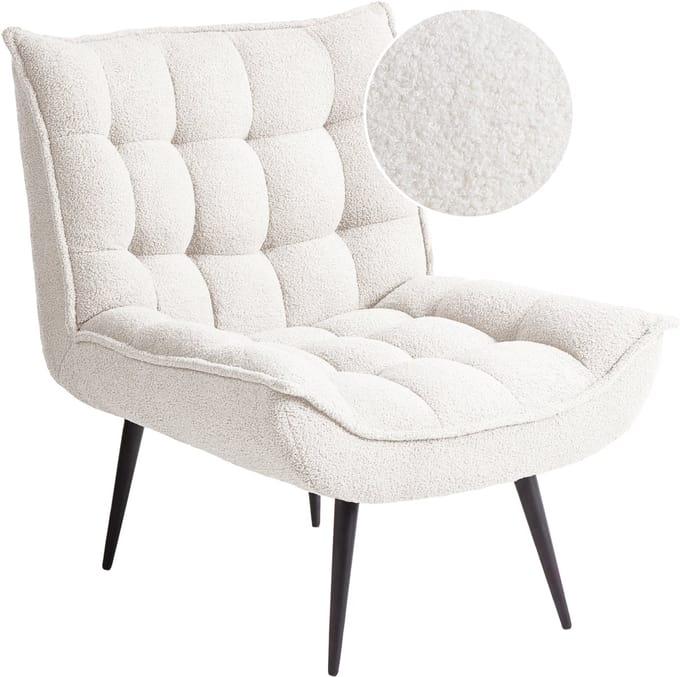 ALVESTA - Fauteuil - Wit - Bouclé