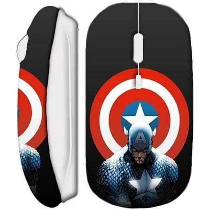 Souris Sans Fil - MANIACASE - Captain America - Blanc - USB Wifi - Compatible Mac et PC