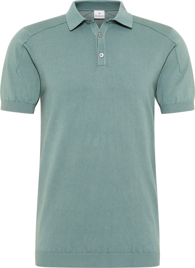 Blue Industry Knitted Poloshirt Groen - Maat XL - Heren