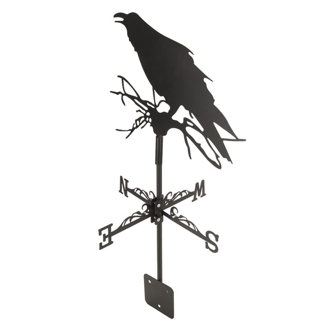 Girouette Ornement de Corbeau Girouette Coq en Métal Fer Girouette pour Jardin Extérieur black