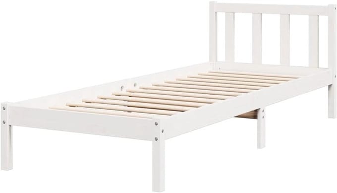 Houten Bedframe - Eenpersoons Bed - Goede Nachtrust - Massief Grenenhout - 100x210 cm - Wit