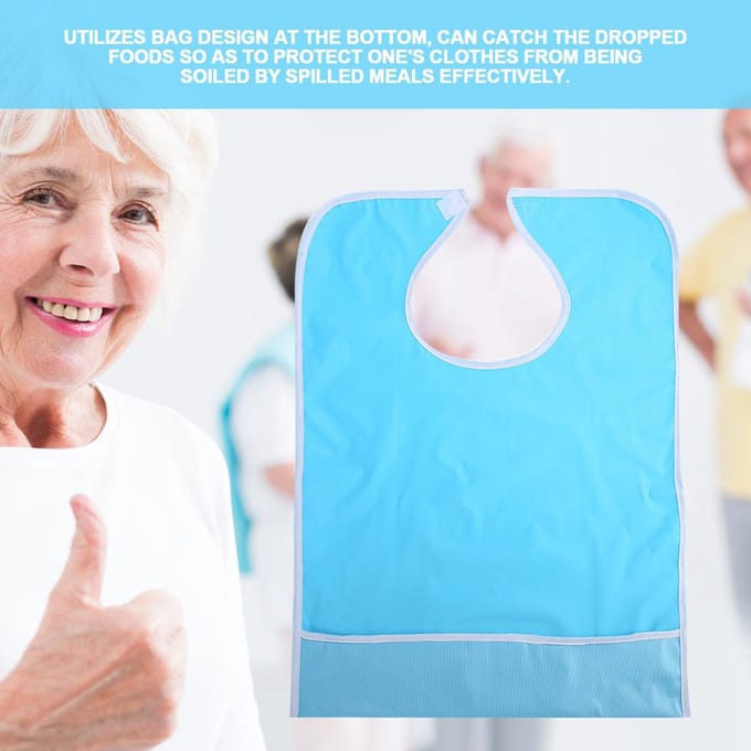 Waterdichte Volwassen Oudere Eetmoment Eet Slab Kleding Kledingbeschermer Eethulp Lichtblauw blue