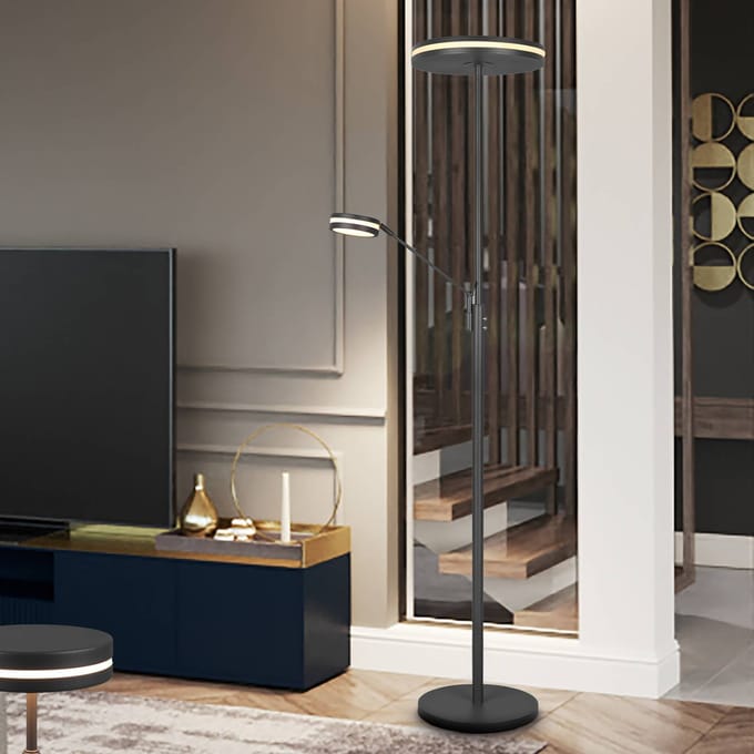 Trio Lighting LED uplighter Franklin, leeslamp, antraciet
