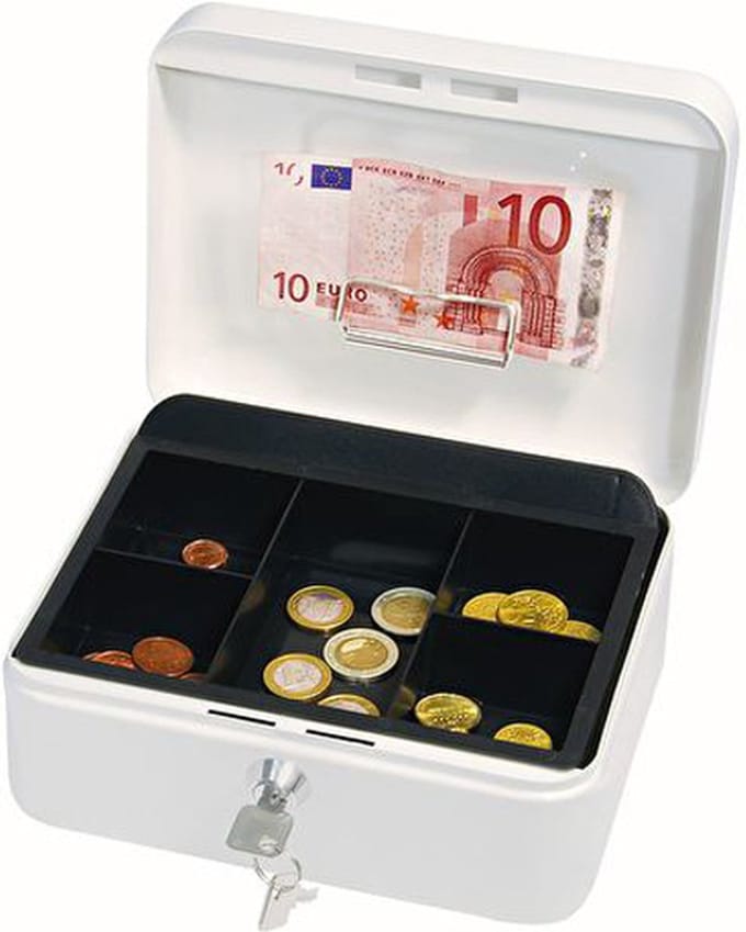 Wedo - Metalen Geldkist Wit - 20x16x9cm