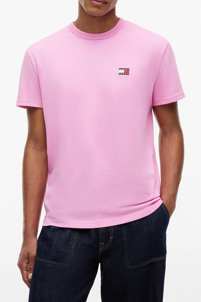Tommy Hilfiger Regular Badge Tee Ex Pink Daisy Größe: M | Basic T-Shirts Outlet | Herren | Rosa
