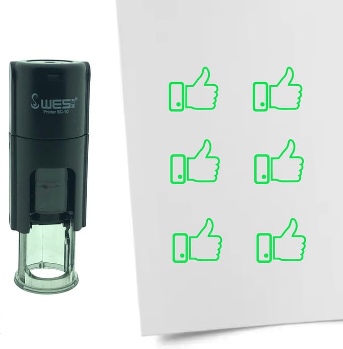 CombiCraft Stempel Like Duim 10mm rond - groene inkt