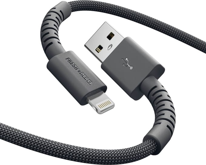 Fresh 'n Rebel FlexWave Oplaadkabel voor iPhone - USB – Extra lang (2m) - Siliconen gevlochten kabel - USB-A naar Apple Lightning - Storm Grey