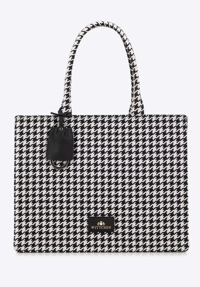 Wittchen Dames jacquard patroon shopper tas zwart en wit katoen