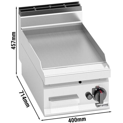 GGM Gastro Gasbakplaat - 6,9kW - Glad - Bakoppervlak: 395x500mm zilver