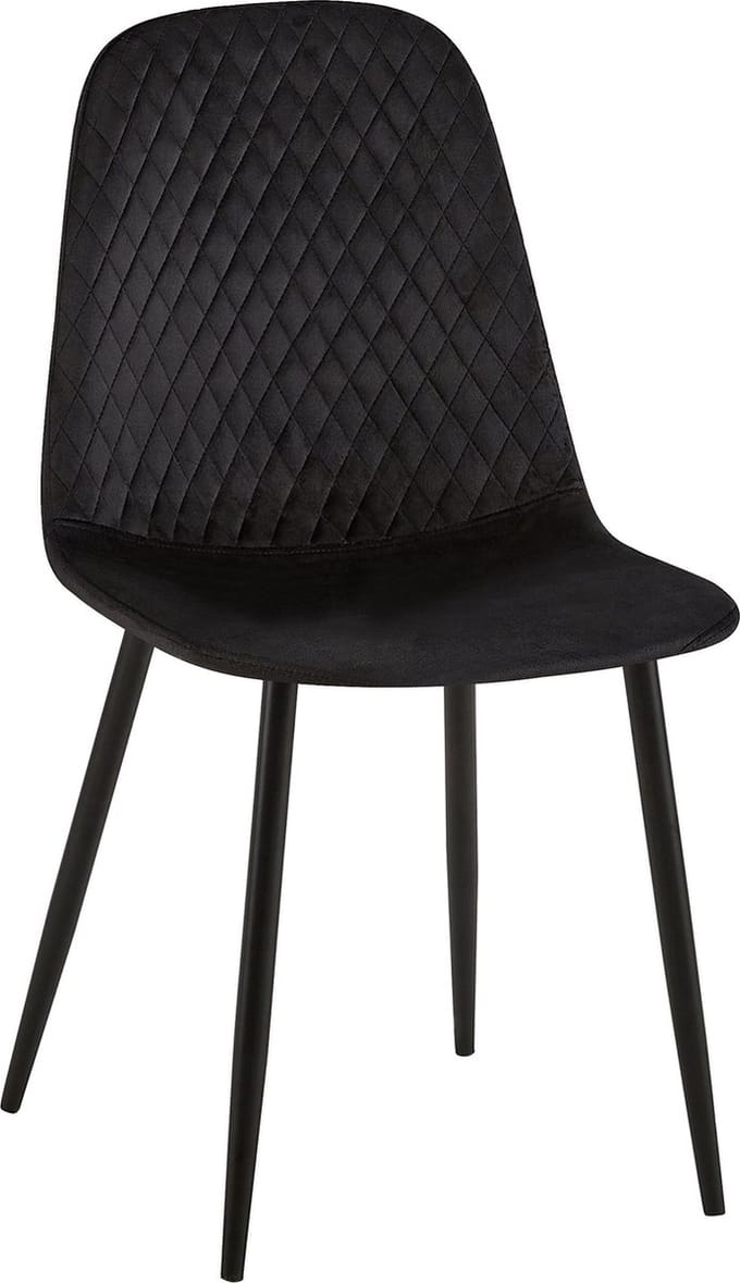CLP Giverny Eetkamerstoel - Zonder armleuning - Metaal frame - zwart Fluweel