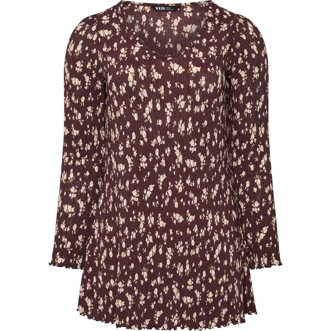 Yours Chocoladebruine Tuniektop Met Kleine Bloemenprint Size 42