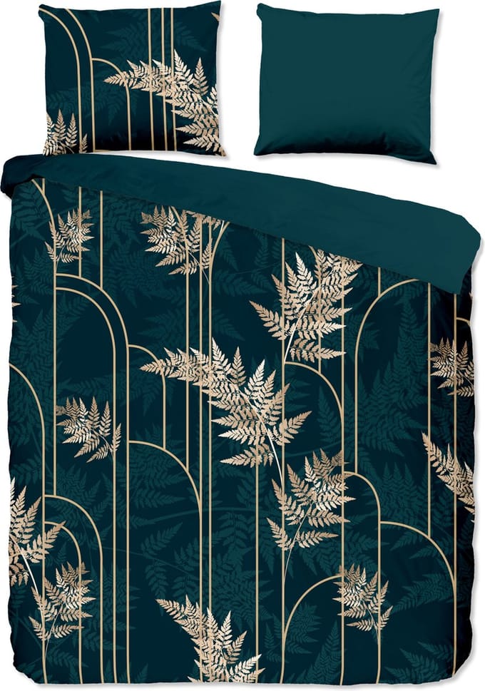 Pure dekbedovertrek gouden bladeren - Lits jumeaux 240x200/220 cm - Groen - Microvezel