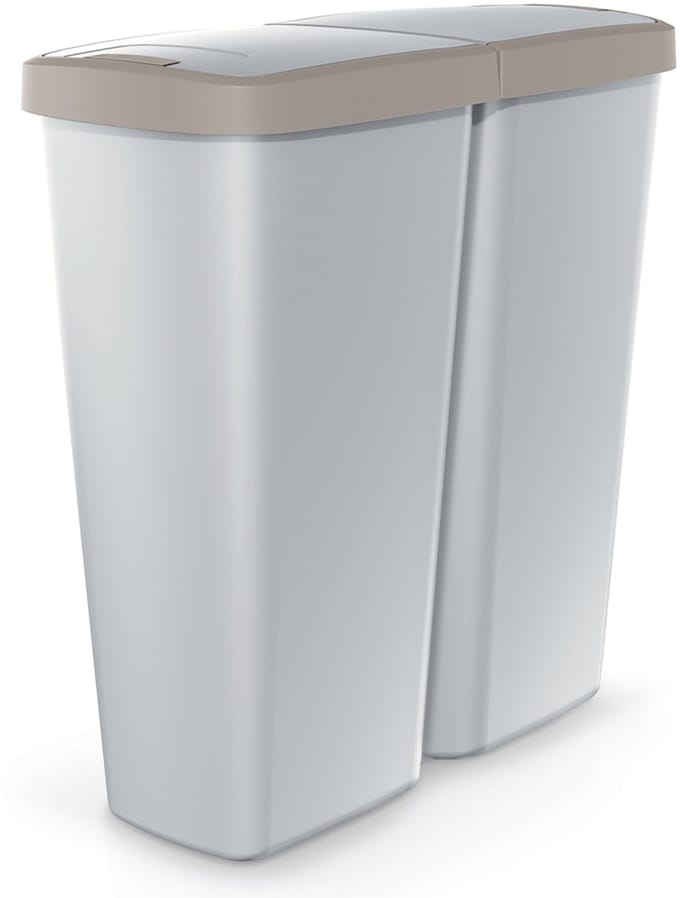 Keden Duo Prullenbak - 50L Dubbel Deksel 55x25x57cm - Grijs Beige