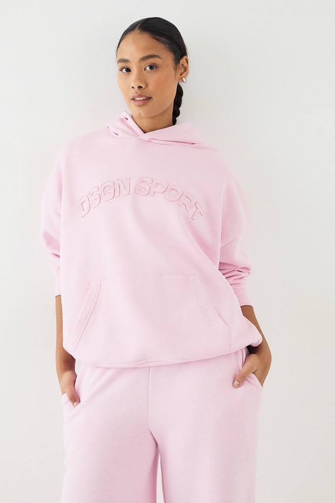 Dames DSGN Studio Self Fabric Applique Oversized Hoodie | Pink | Maat: Medium