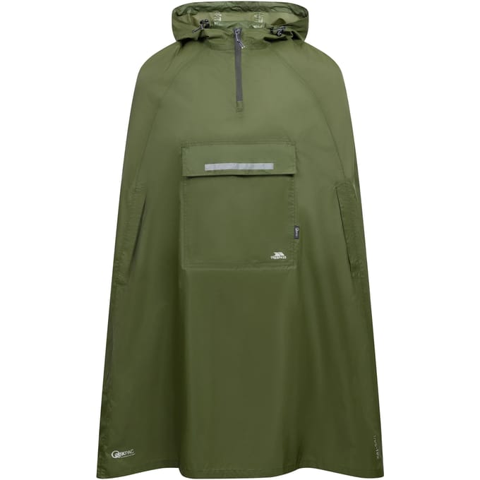 Trespass - Unisex Qikpac Waterdichte Opbergbare Poncho met Capuchon (Mos)
